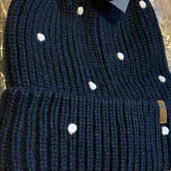 Eddie Bauer Polka Dot Beanie- Dark Blue- NWT - Picture 5 of 6